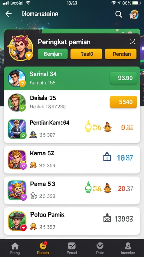 Fitur live chat untuk interaksi pemain.